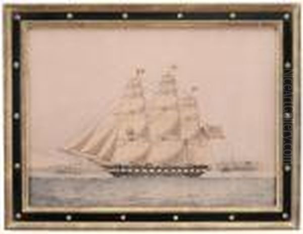 Portrait Of The Packet Ship Isaac Webb In The Harbor - view 1