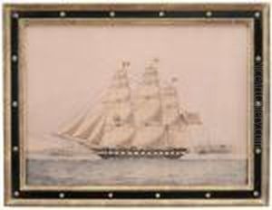 Portrait Of The Packet Ship Isaac Webb In The Harbor