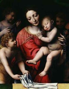 The sleeping Christ or Madonna and sleeping Child with three angels 1532