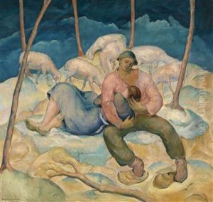 Shepherd And Shepherdess by Fritz Burmann