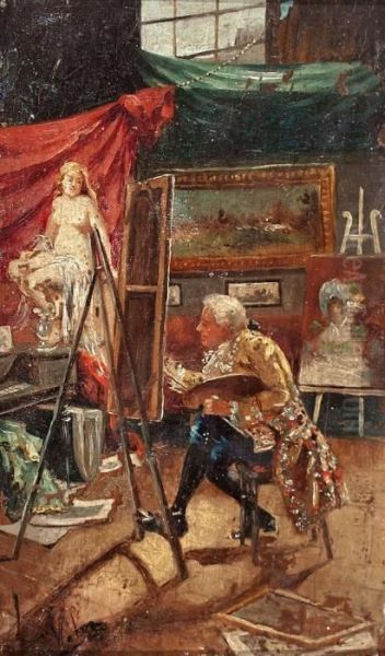 Academia, Estudio De Un Artista Y Busto De Un Nino - view 1