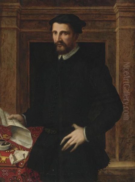 Portrait Of A Gentleman, Three Quarter Length, Holding A Letter - view 1