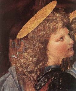 The Baptism of Christ (detail by Leonardo da Vinci) 1472-75 by Andrea Del Verrocchio
