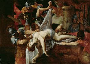 St Sebastian thrown by soldiers into Cloaca Maxima by Lodovico Carracci