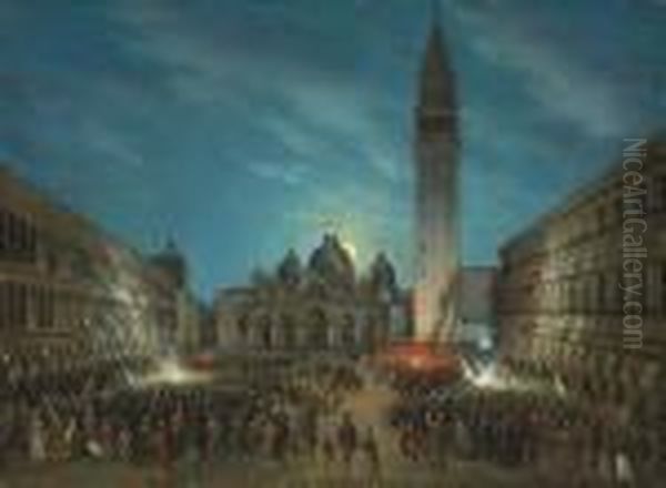 Carnival In The Piazza San Marco By Moonlight - view 1