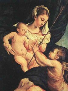 Madonna and Child with Saint John the Baptist 1570 by Jacopo Bassano (Jacopo da Ponte)