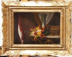 Bouquet De Fleurs Et Coffret A Bijoux by Charles Etienne Corpet