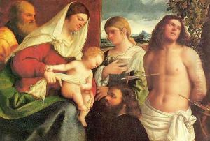 The Holy Family with Saints Catherine and Sebastian and a Donor by Sebastiano Del Piombo