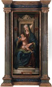 The Virgin And Child Enthroned by Girolamo Da Treviso