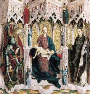 The Virgin and Child Enthroned with Angels and Saints 1480-90 by Michael Pacher