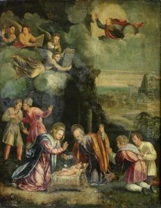 The Adoration Of The Shepherds by Battista Dossi