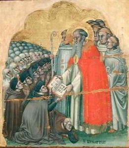 St Bernard Tolomeo 1272-1348 giving the Rule to his Order