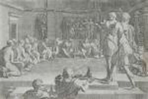 Assemblee D'hommes Et De Femmes Servis Par Des Officiers by Domenico Del Barbiere