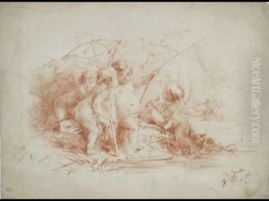 3 Putti Au Bord De L'eau by Cecile Douard