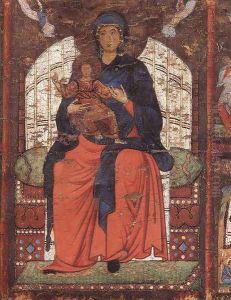 Virgin and Child Enthroned with Scenes from the Life of the Virgin (detail) 1270-75 by Italian Unknown Masters