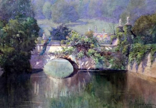 Moat Bridge With Peacock - view 1