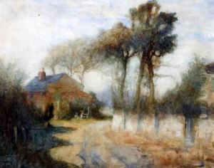 Characters By A Cottage On A Country Lane