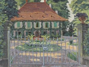 Sommerliche Hauspartie Mit Tor by Werner Emil Engel