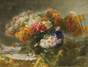 Nature Morte Aux Fleurs Et A L'eventail