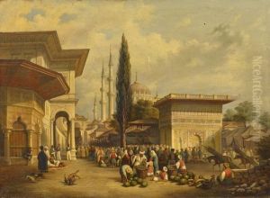 Istanbul. Bazaar Before The Kappanna Fountain In The Old City Istanbul. Bazaar Before The Kappanna Fountain In The Old City