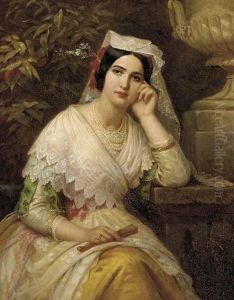 A Young Girl In Italian Festive Dress by Anna Fries