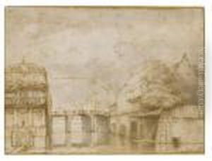 Town View With A Bridge by Abraham Furnerius