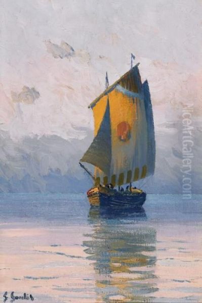 Segelschiff Im Abendrot - view 1
