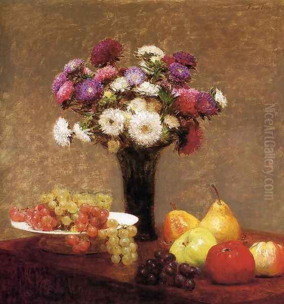 Asters and Fruit on a Table - view 1