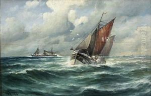 Schiffe Auf Dem Meer by Wilhelm Hanken