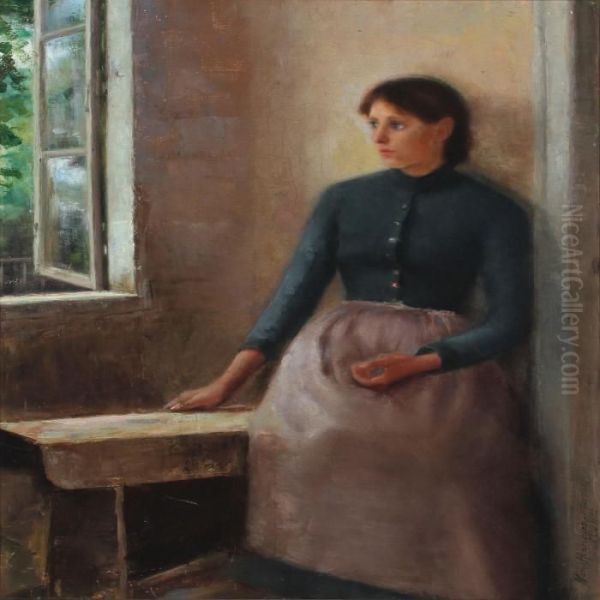Interior With Young Woman By Window - view 1