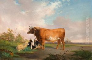 Cattle In Landscape by Victor Herment