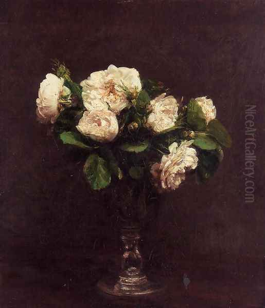 White Roses by Ignace Henri Jean Fantin-Latour