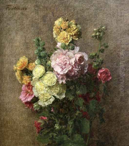 Hollyhocks without Vase - view 1