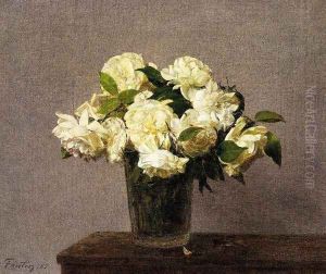 White Roses in a Vase by Ignace Henri Jean Fantin-Latour