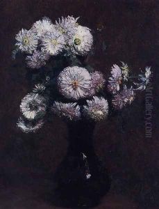Chrysanthemums by Ignace Henri Jean Fantin-Latour