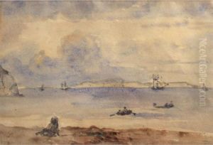 Coastal Scene With Boats by Henrietta Hussey