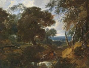 A Wooded Landscape by Philippe-Augustin Immenraet