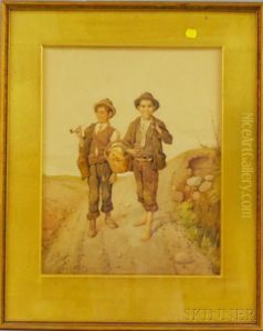 Two Young Boys With Pipes by Filippo Indoni