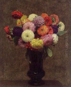 Dahlias by Ignace Henri Jean Fantin-Latour
