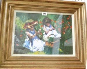 Two Girls Picking Poppies by Sharyn Jennings