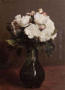 White Roses in a Green Vase by Ignace Henri Jean Fantin-Latour