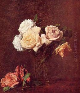 Roses in a Vase by Ignace Henri Jean Fantin-Latour