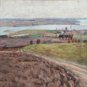 Landscape With Plowed Fields And Farms Near A Fiord by Jacob Jorgensen