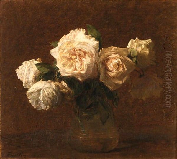 Yellow Pink Roses in a Glass Vase - view 1