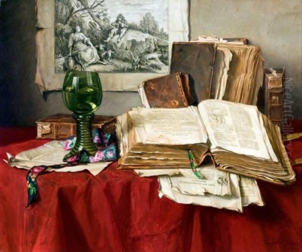 Stilleven Met Boeken En Roemer - view 1