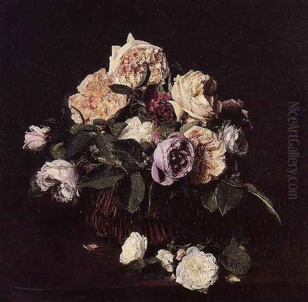 Roses in a Basket on a Table - view 1