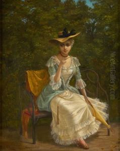 Elegante Sur Un Banc by Jacques Samu Kende