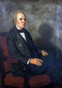 Portrait Of A Seated Gent Wearing Black Suit And Monocle