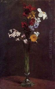 Narcisses, Hyacinths and Nasturtiums by Ignace Henri Jean Fantin-Latour