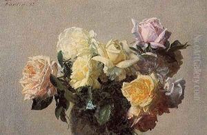Roses V by Ignace Henri Jean Fantin-Latour